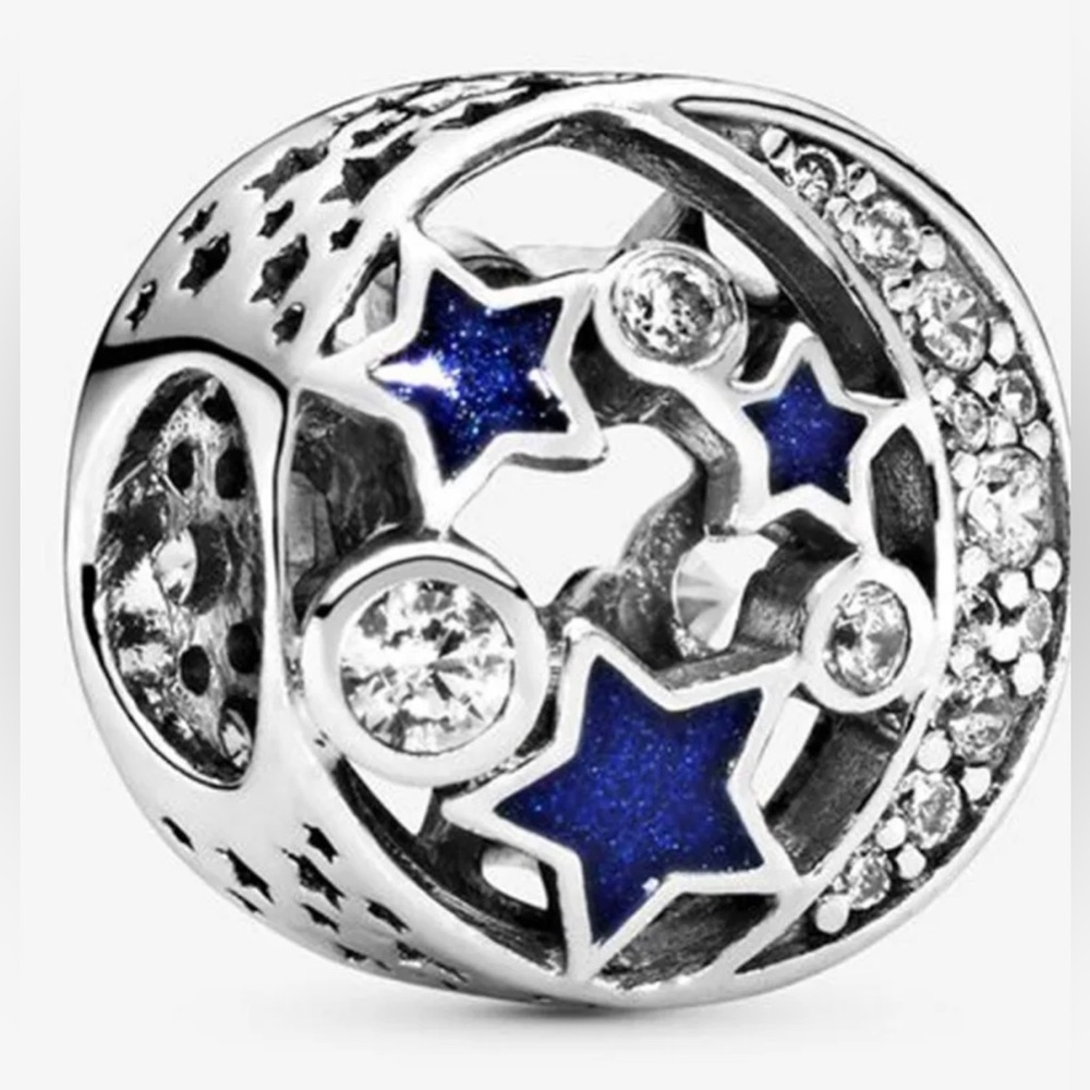 NEW•Silver Crescent Moon & Stars DIY charm